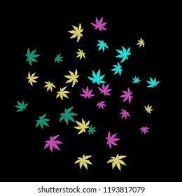 Cute vegetative pattern with simple small leaves for a greeting card or poster. Vector background for spring or summer design
