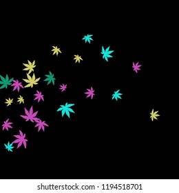 Cute vegetative pattern with simple small leaves for a greeting card or poster. Vector background for spring or summer design
