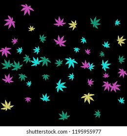 Cute vegetative pattern with simple small leaves for a greeting card or poster. Vector background for spring or summer design
