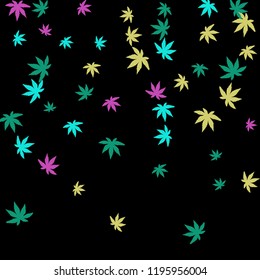 Cute vegetative pattern with simple small leaves for a greeting card or poster. Vector background for spring or summer design
