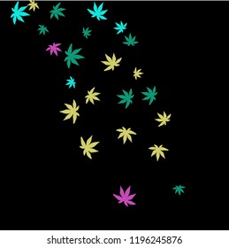 Cute vegetative pattern with simple small leaves for a greeting card or poster. Vector background for spring or summer design
