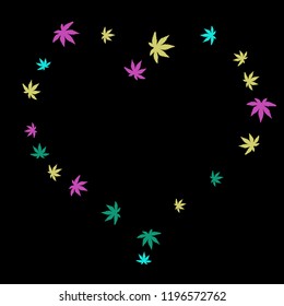 Cute vegetative pattern with simple small leaves for a greeting card or poster. Vector background for spring or summer design
