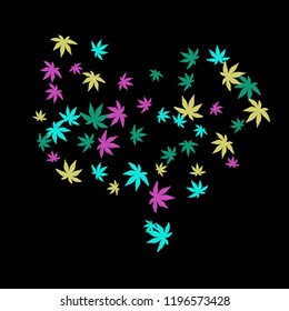 Cute vegetative pattern with simple small leaves for a greeting card or poster. Vector background for spring or summer design
