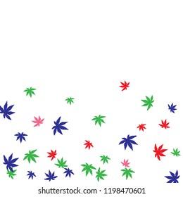 Cute vegetative pattern with simple small leaves for a greeting card or poster. Vector background for spring or summer design
