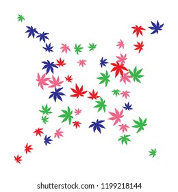 Cute vegetative pattern with simple small leaves for a greeting card or poster. Vector background for spring or summer design
