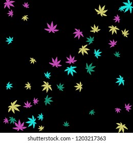 Cute vegetative pattern with simple small leaves for a greeting card or poster. Vector background for spring or summer design
