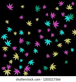 Cute vegetative pattern with simple small leaves for a greeting card or poster. Vector background for spring or summer design
