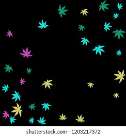 Cute vegetative pattern with simple small leaves for a greeting card or poster. Vector background for spring or summer design
