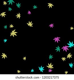 Cute vegetative pattern with simple small leaves for a greeting card or poster. Vector background for spring or summer design
