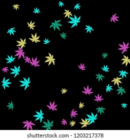 Cute vegetative pattern with simple small leaves for a greeting card or poster. Vector background for spring or summer design
