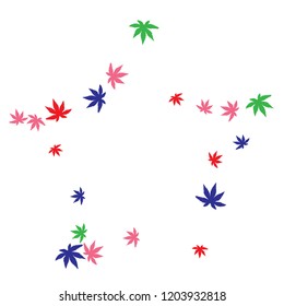 Cute vegetative pattern with simple small leaves for a greeting card or poster. Vector background for spring or summer design
