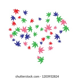 Cute vegetative pattern with simple small leaves for a greeting card or poster. Vector background for spring or summer design
