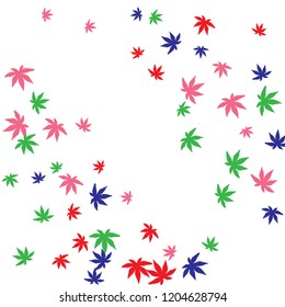 Cute vegetative pattern with simple small leaves for a greeting card or poster. Vector background for spring or summer design
