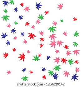 Cute vegetative pattern with simple small leaves for a greeting card or poster. Vector background for spring or summer design
