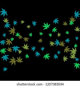 Cute vegetative pattern with simple small leaves for a greeting card or poster. Vector background for spring or summer design
