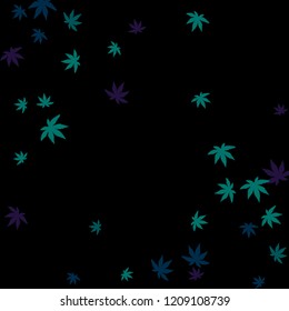 Cute vegetative pattern with simple small leaves for a greeting card or poster. Vector background for spring or summer design

