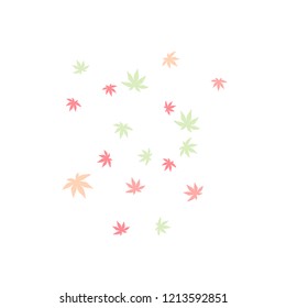 Cute vegetative pattern with simple small leaves for a greeting card or poster. Vector background for spring or summer design
