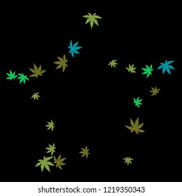 Cute vegetative pattern with simple small leaves for a greeting card or poster. Vector background for spring or summer design

