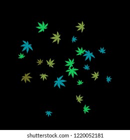 Cute vegetative pattern with simple small leaves for a greeting card or poster. Vector background for spring or summer design
