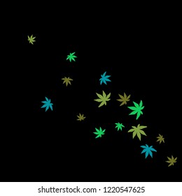 Cute vegetative pattern with simple small leaves for a greeting card or poster. Vector background for spring or summer design
