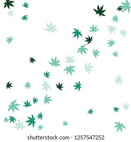 Cute vegetative pattern with simple small leaves for a greeting card or poster. Vector background for spring or summer design
