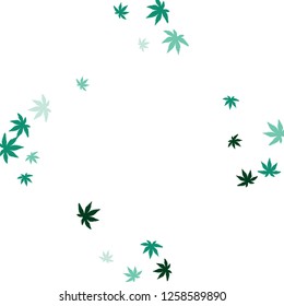 Cute vegetative pattern with simple small leaves for a greeting card or poster. Vector background for spring or summer design
