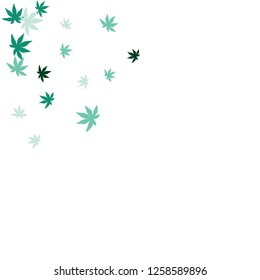Cute vegetative pattern with simple small leaves for a greeting card or poster. Vector background for spring or summer design
