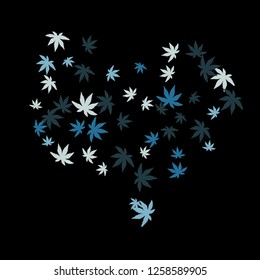 Cute vegetative pattern with simple small leaves for a greeting card or poster. Vector background for spring or summer design
