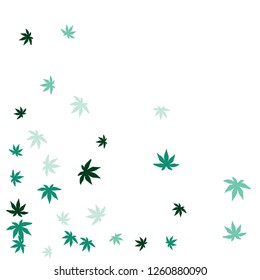 Cute vegetative pattern with simple small leaves for a greeting card or poster. Vector background for spring or summer design
