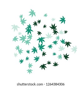 Cute vegetative pattern with simple small leaves for a greeting card or poster. Vector background for spring or summer design
