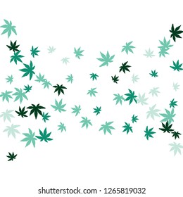 Cute vegetative pattern with simple small leaves for a greeting card or poster. Vector background for spring or summer design