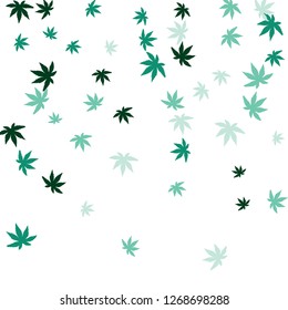 Cute vegetative pattern with simple small leaves for a greeting card or poster. Vector background for spring or summer design