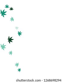 Cute vegetative pattern with simple small leaves for a greeting card or poster. Vector background for spring or summer design