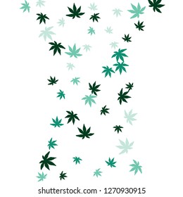 Cute vegetative pattern with simple small leaves for a greeting card or poster. Vector background for spring or summer design
