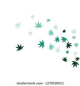 Cute vegetative pattern with simple small leaves for a greeting card or poster. Vector background for spring or summer design
