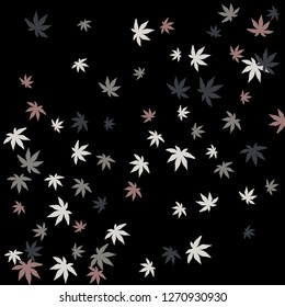 Cute vegetative pattern with simple small leaves for a greeting card or poster. Vector background for spring or summer design

