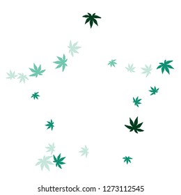 Cute vegetative pattern with simple small leaves for a greeting card or poster. Vector background for spring or summer design
