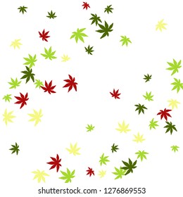 Cute vegetative pattern with simple small leaves for a greeting card or poster. Vector background for spring or summer design
