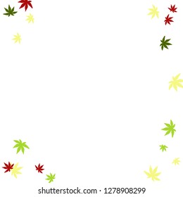 Cute vegetative pattern with simple small leaves for a greeting card or poster. Vector background for spring or summer design
