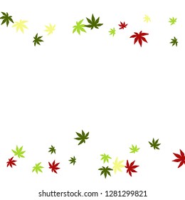 Cute vegetative pattern with simple small leaves for a greeting card or poster. Vector background for spring or summer design
