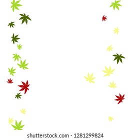 Cute vegetative pattern with simple small leaves for a greeting card or poster. Vector background for spring or summer design
