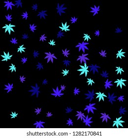 Cute vegetative pattern with simple small leaves for a greeting card or poster. Vector background for spring or summer design