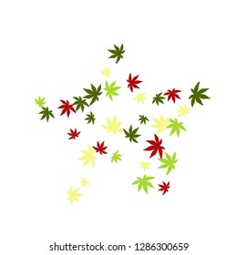 Cute vegetative pattern with simple small leaves for a greeting card or poster. Vector background for spring or summer design