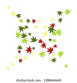 Cute vegetative pattern with simple small leaves for a greeting card or poster. Vector background for spring or summer design