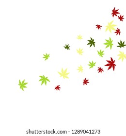 Cute vegetative pattern with simple small leaves for a greeting card or poster. Vector background for spring or summer design