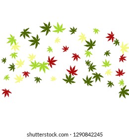 Cute vegetative pattern with simple small leaves for a greeting card or poster. Vector background for spring or summer design