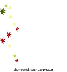 Cute vegetative pattern with simple small leaves for a greeting card or poster. Vector background for spring or summer design