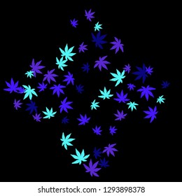 Cute vegetative pattern with simple small leaves for a greeting card or poster. Vector background for spring or summer design