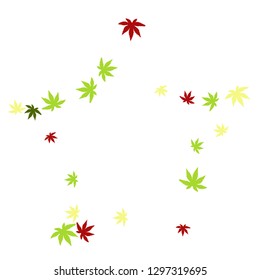 Cute vegetative pattern with simple small leaves for a greeting card or poster. Vector background for spring or summer design
