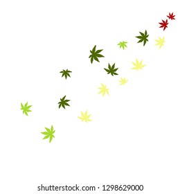 Cute vegetative pattern with simple small leaves for a greeting card or poster. Vector background for spring or summer design
